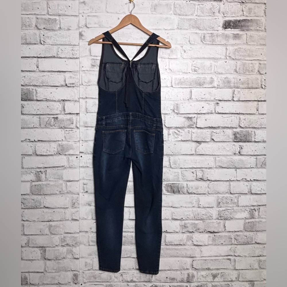Bluenotes Denim Overalls Jumpsuit Zip Front Fitted Dark Wash - Size Small - Picture 4 of 12